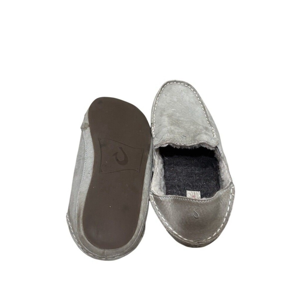 OluKai Nohea Slipper Women’s 8 Shearling Lined Suede Gray Moccasin Shoe - Picture 4 of 5